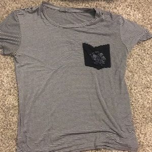 Black and white striped shirt with pocket